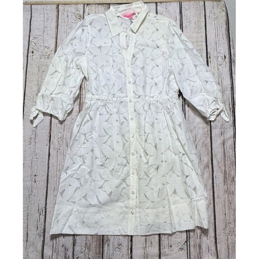 Lilly Pulitzer 3/4 Sleeve Amrita Shirt Dress Resort White Sz 10 *Missing Slip
